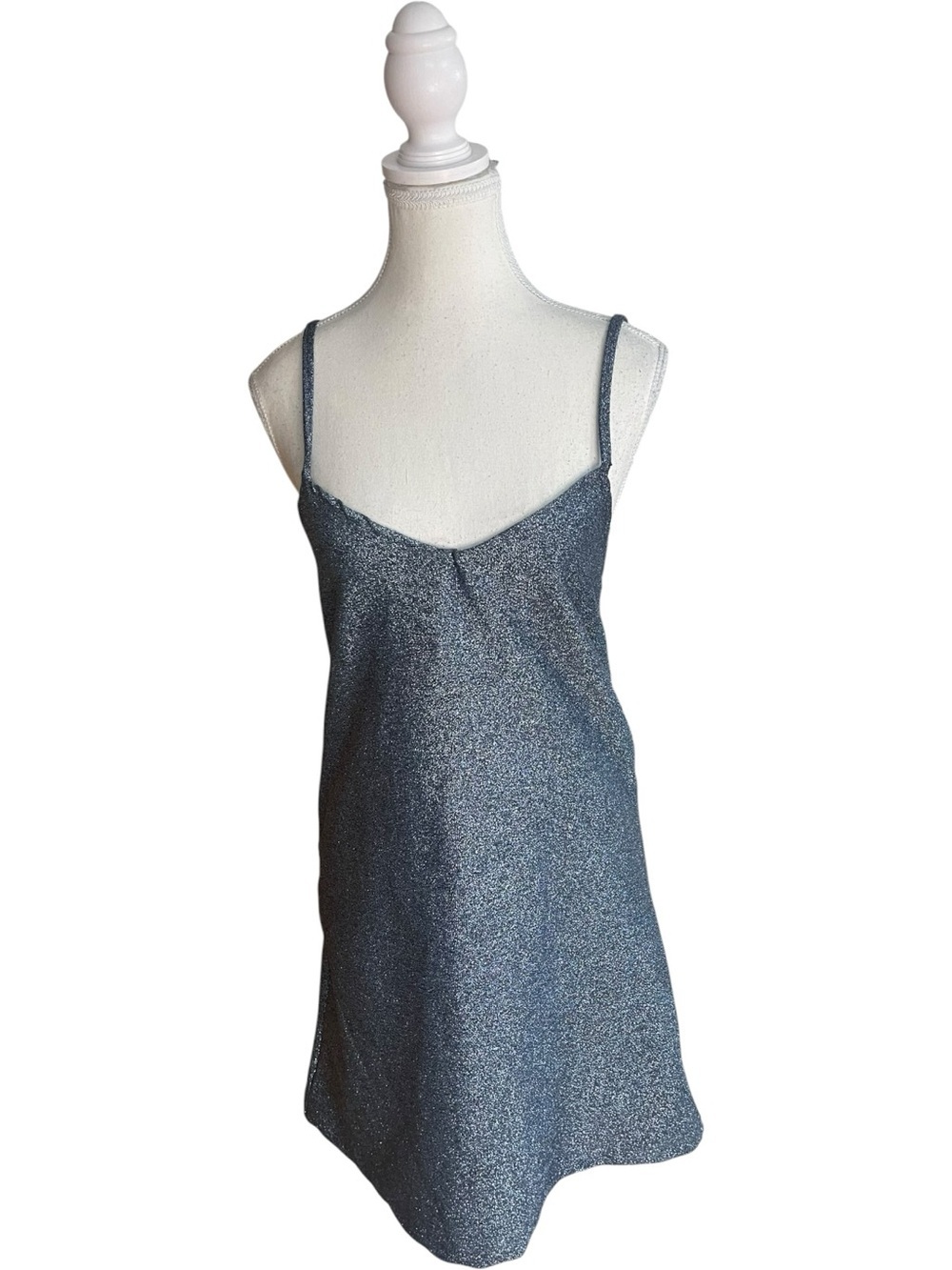 Zara Sparkly Mini Shift Dress Blue